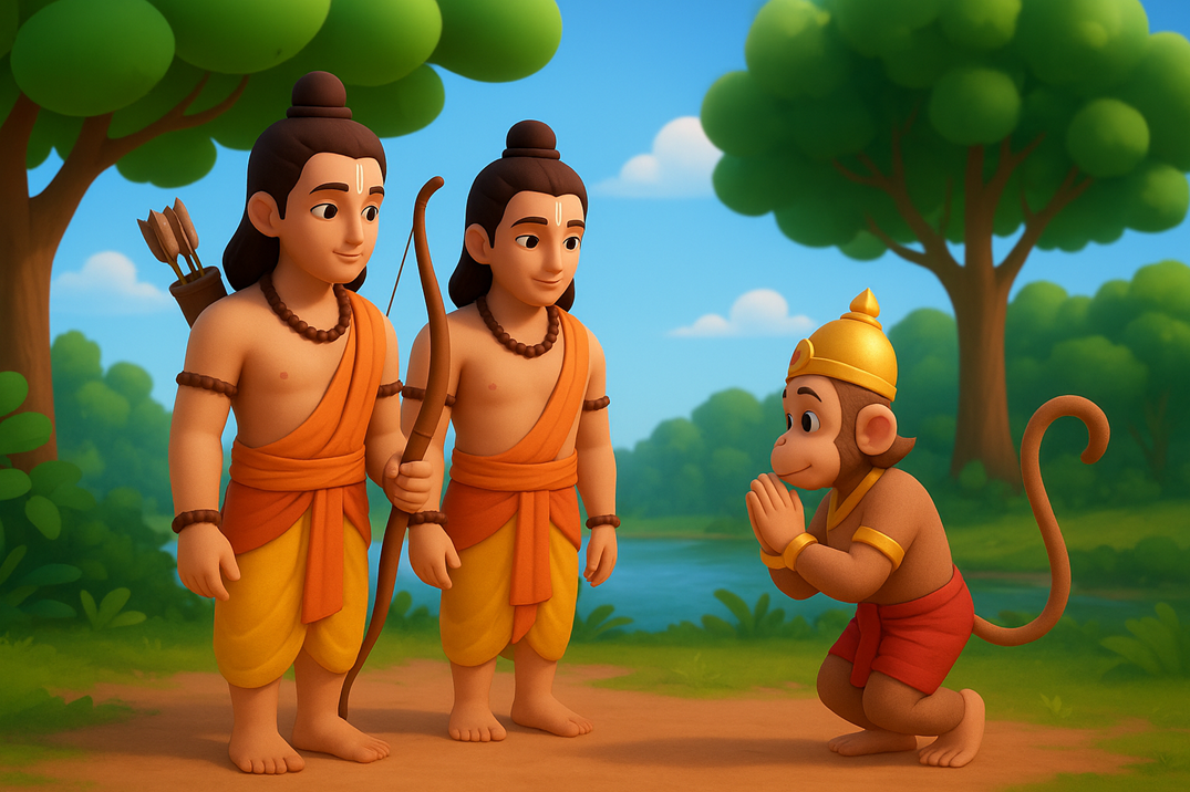 Hanuman Meets Lord Rama & Lakshmana– The Beginning of Eternal Devotion